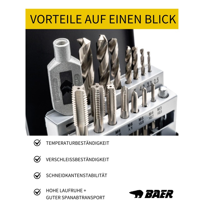 BAER Thread Cutter Set M3-M12 HSS-G | 15 Pieces for