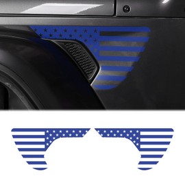 CheroCar American Flag Side Fender Vent Decals Exterior Accessories for Jeep Wrangler 2018-2022 JL JLU & 2020-2022 Jeep Gladiator JT,Blue…