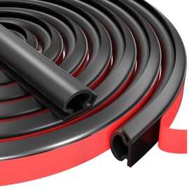 50ft Weather Stripping Door Seal Strip,Self-Adhesive Door Weather Stripping Seal Strip,D Shaped Soundproofing Frame Insulation Tape,Door Sealing Strip for Door Frame/Window (Black, 2/5" W x 3/10" T)