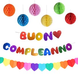 jenich Buon Compleanno Banner Happy Birthday Garland Happy Birthday Banner Birthday Garland Bunting for Hanging Birthday Decoration Happy Birthday Banner