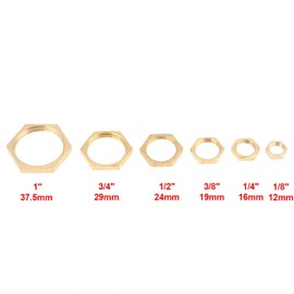 Brass Hex Lock Nuts, 40pcs G1/8 G1/4 G3/8 G1/2 G3/4 G1 Thread Pipe Fitting Brass Hex Lock Nuts Thin Nut for Plumbing on Thread Pipe and Hose