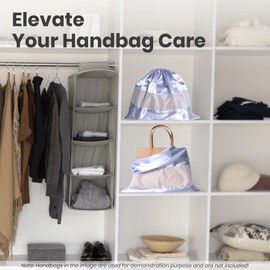 4 Pack Satin Dust Bags for Handbags with Clear Window. Silky Dust Cover for Handbag. Purse Storage Bags. Dustproof Drawstring Bag for Shoes and Boots. (Bright Gray, W19.65"xH15.7")