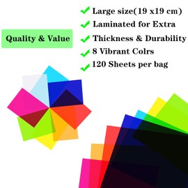AIKS 120 Pieces Cello Sheets Cellophane Wraps colored cellophane sheets for DIY Arts Crafts Decoration and More (Multicolor, 7.5 x 7.5 Inch)