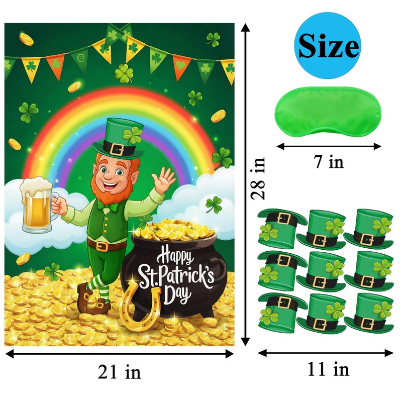 HRENCY St Patricks Party Games Pin The Hat on The