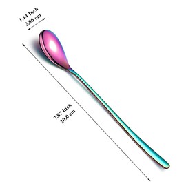 Evanda Rainbow Latte Macchiato Spoon Set of 12 Pieces, Titanium Plating Rainbow Stainless Steel Tea Spoon, Stirring Bar Spoon, Coffee Spoon, Ice Cream Spoon, Cocktail Spoon