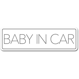 Baby Car Magnet Sticker, Simple Design, Baby in Car, Baby On Board Sign, Simple, White (Sticker)