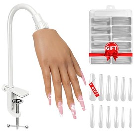 no de práctica Veikmv para uñas acrílicas, mano de silicona realista con dedos flexibles para practicar el arte de las uñas, kit profesional de manos de maniquí para principiantes en manicura y esmaltes en gel