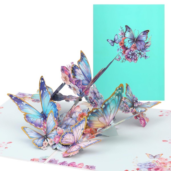 3D Pop Up Butterfly Cards, Butterfly Greeting Card with Gold