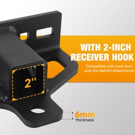 Zero Turn Lawn Mower Hitch with 2" Receiver,6mm Thicker Heavy Duty Steel Trailer Receiver Hitch with Trailer Hitch Pin & Clips,Ideal for Lawn Mower Tractor, Golf Cart
