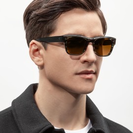 CARFIA Fashion Polarised Mens Sunglasses UV400 Protection Modern Retro Acetate Square Shades Driving Eyewear