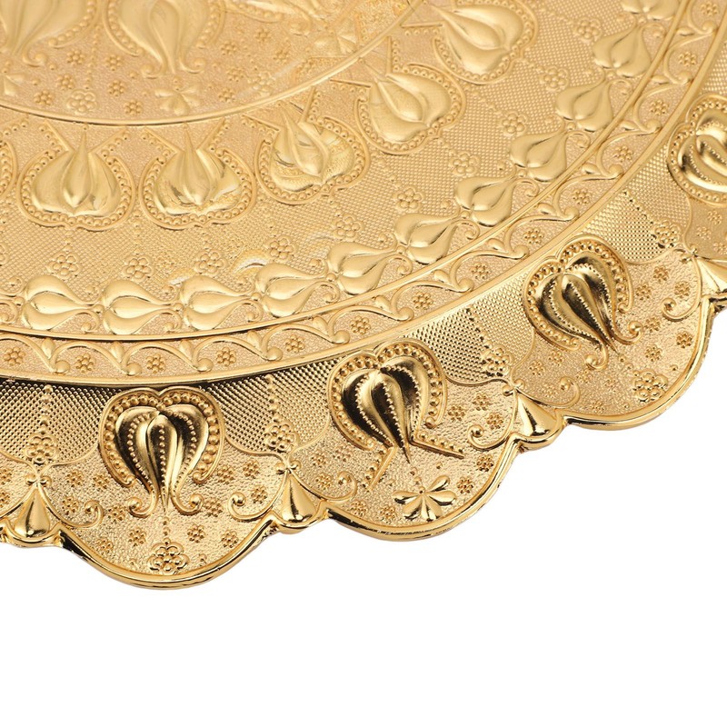 Turkish Tea Coffee Serving Tray Vintage Style Embossed Pattern Round