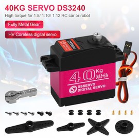 40KG High Torque RC Servo Digital Servo Full Metal Gear Waterproof with 25T Servo Horn Compatible with 1/8, 1/10, 1/12 RC Car Crawler Robot Control Angle 180°