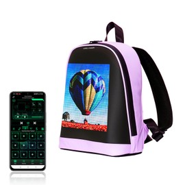 Crelander Dynamic Backpack, Smart LED Backpack Mini Fashion Shoulder Bag Programmable Daily Use Cycling Travel Daypack App Control (purple)