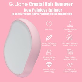 G.Liane Crystal Hair Eraser,Crystal Hair Remover and Epilator,Nano Glass Hair Remover Stone,Reusable Painless Hair Removal Depilator for Women-Pink