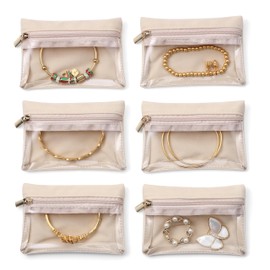 FACAICAI 6 Pcs Velvet Jewellery Pouch With Zipper - Clear Travel Jewellery Bag Organizer for Business Trips