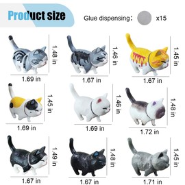 9PCS Car Cute Cat Decors, Fun Car Rear View Mirror Ornaments, Cat Figurines Set Dashboard Decorations, Universal Car Interior Accessories for Vehicle Home Desk Office (9PCS)