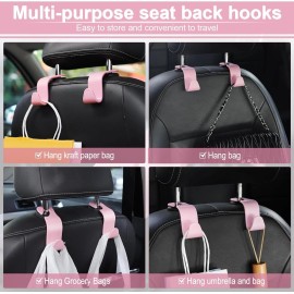 LivTee Car Seat Headrest Hooks for Bags, Coats & More – 4-Pack (Pink)
