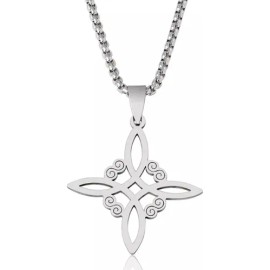 Collar Dije Nudo De Bruja Irlandés Amuleto Brujería Celta Wicca En Acero Inoxidable
