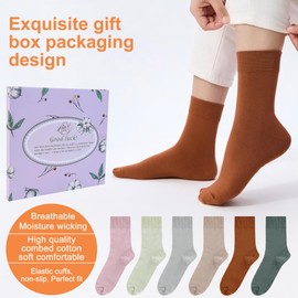 ATBITER Women's Thin Cotton Socks,Soft Cotton Bootie Socks Women Above Ankle Crew Socks (6-Pairs With Present Box)