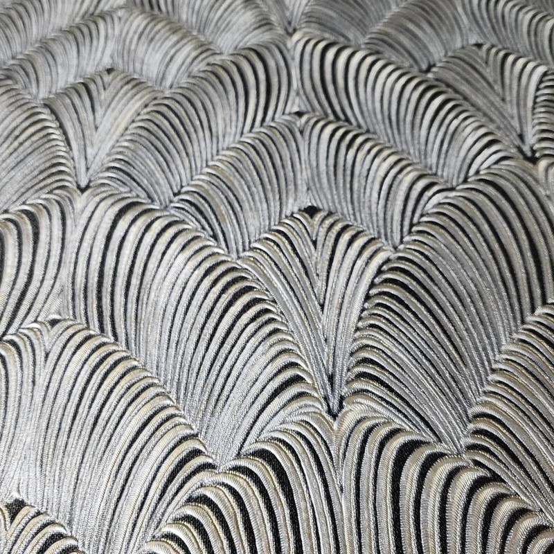 arthouse Wave Black Silver Gold Metallic Faux Fabric Textured Wallpaper