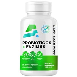 AMARTE LABS  Probióticos  Prebióticos  Enzimas Digestivas 60 Cápsulas  Fórmula 3 en 1  25 Billones UFC  8 Cepas  925mg Inulina de Agave  Cápsula...   