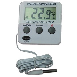 Digital Thermometer, Indoor/Outdoor, External Depth 15mm, External Height 63mm, External Width 63mm, Temperature Measuring Range -50°C to +70°C, Temperature Test