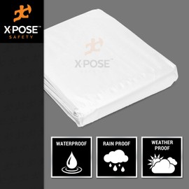 Heavy Duty White Poly Tarp 20' x 20' Multipurpose Protective Cover - Durable, Waterproof, Weather Proof, Rip and Tear Resistant - Extra Thick 12 Mil Polyethylene - by Xpose Safety
