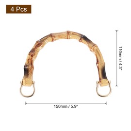 PATIKIL Bamboo Purse Handles, 4 Pcs U-Shaped Replacement Handmade Handbag Handles with Metal Buckle for Tote Bag Purse Making Decorations, Wood