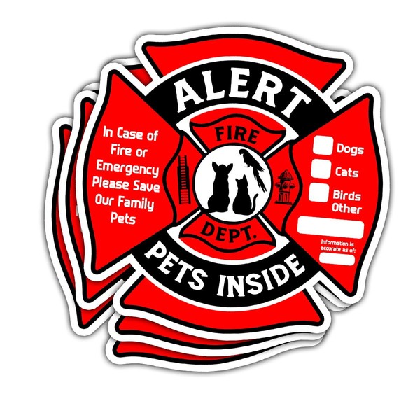 (3Pcs) Pet Stickers for Firefighters, Dog Inside in Case of
