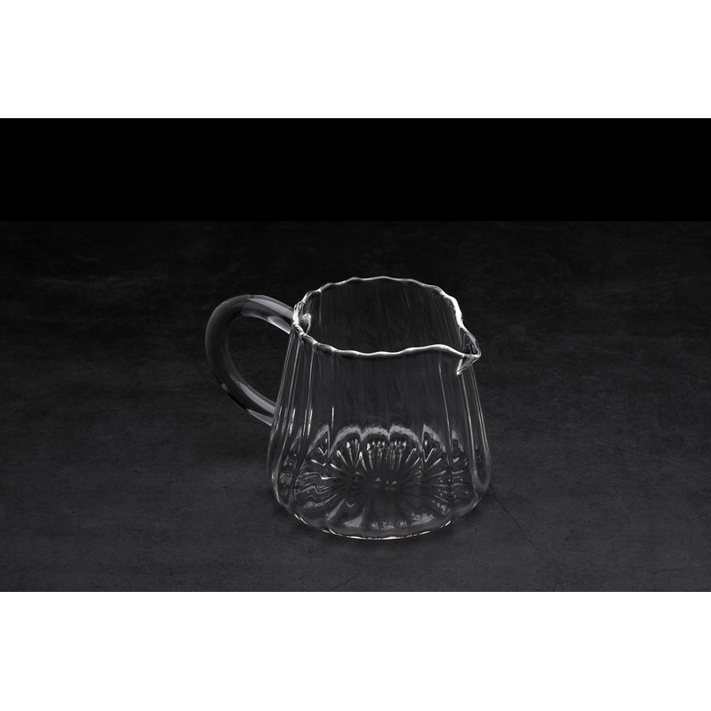 JIEJE Small Glass Pitcher, Glass Milk Pitcher, Glass Creamer Pitcher,