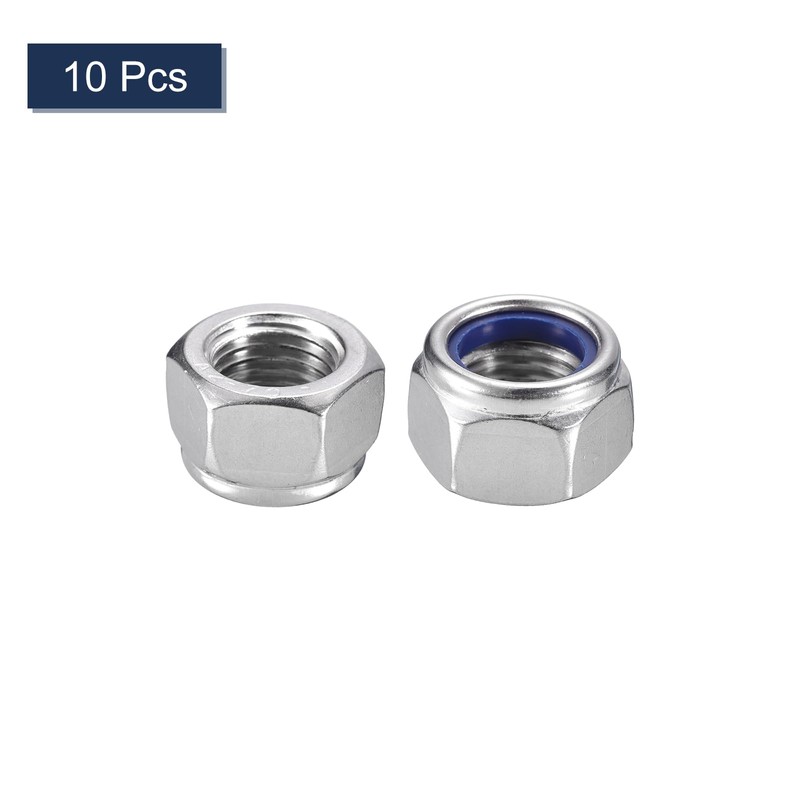 sourcing map 10Pcs M22 x 2.5 Nylon Insert Hex Lock