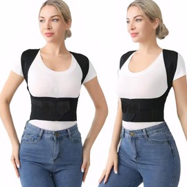 TOEECY Posture Corrector for Men and Women, Invisible Back Shoulder Support, Adjustable, Ideal for Students, Adults, Office, Everyday Use (Black, L)