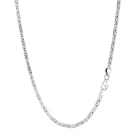 NKlaus 2.3 mm Wide Silver Byzantine Chain (Length Selectable 19.5 cm - 80 cm) 925 Sterling Silver Square Diamond-Coated Solid Men's Chain, enamel