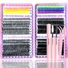 680 Pcs Lash Clusters Kit, 28 Rows Mixed Black and