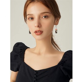 MIGUO STORE Chic Fashion Creative Color Time Gem Earrings for Women Unique Van Gogh Painting Silhouette Abstract Art Earrings Jewelry (Guilian earrings)