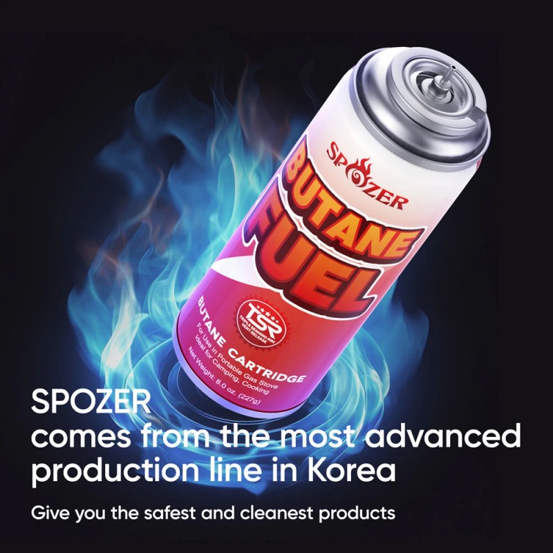 Spozer Butane Fuel Gas Canisters 227g Cartridge Spozer 12pcs for