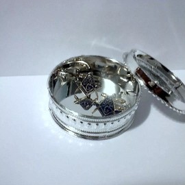 Master Mason Classic Silver  Blue Cufflink With Hard Plastic Silver Jewelry box