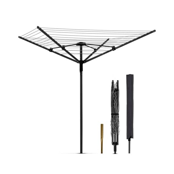 Nisorpa Rotary Outdoor Umbrella Drying Rack Adjustable Height Clothesline w/