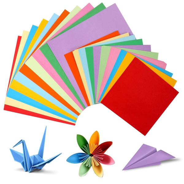 JIANTA Origami Paper, 100 Sheets 20x20cm and 100 Sheets 15x15cm Coloured Paper, 10 Colors Craft Paper Easy Folding for Kids, Adults, Beginners, DIY Arts and Crafts Colorful Projects