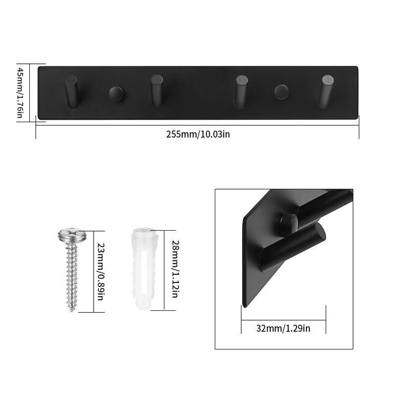 Coat Hooks Wall Mounted, Black Coat Hangers Coat Rack Wall