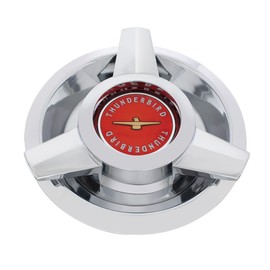 United Pacific Chrome with Red Center T-Bird Hubcap for 1962-1963 Ford T-Bird Wire Wheels, Each, 8-inch (F626302)