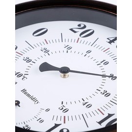Indoor Outdoor Thermometer - Premium Steel Wall Thermometer Hygrometer for Patio, Wall or Decorative, No Battery Required Hanging Thermometer 8" Round Diameter (Bronze)