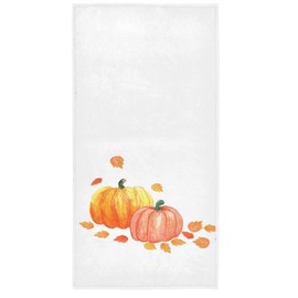 Vdsrup Pumpkins Autumn Leaves Hand Towels Fall Harvest Thanksgiving Holiday Bathroom Towels Absorbent Soft Multipurpose Towel for Bath,Face,Spa and Gym,15x30 in