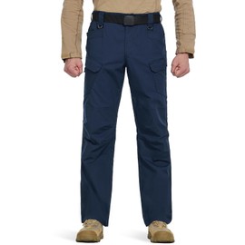 Hiwise Men's Stretch Tactical Pants Water Resistant Outdoor Cargo Pants Lightweight Ripstop EDC Hiking Work Pants (Navy Blue, 36WX32L)