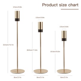 Candlestick Holders,Golden with Black Two Colors Table Decorative,Candlestick Holder for Home Decor, Wedding, Dinning, Party Decor, Material Metal,1Set of 3pcs (Gold)