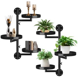 joyhalo Rotating Plant Wall Shelf 2 Pack Set, 3-Tier Window Plants Stand, 180° Rotating Wall Mounted Holder, Plants Windows Shelf, Indoor Plant Shelves for Multiple Plants