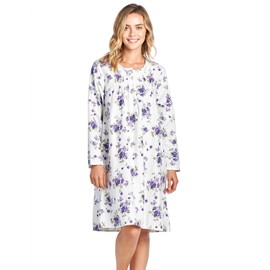 Casual Nights Women's Flannel Floral Long Sleeve Nightgown - Floral Purple - 3X-Large