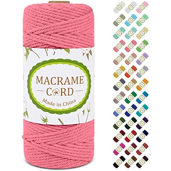 Macrame Cord 3mm x 109 Yards, 3mm Cotton Cord Colored
