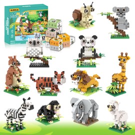 MJDDJA Party Favors for Kids 8-12, Mini Animals Building Blocks Sets,Goodie Bags Stuffers for Kid, Small Toy Prizes, 12Pack Kits Birthday Party Favor Gifts Toys for Ages 8 9 10 11 12