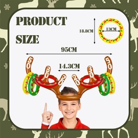 Christmas Party Ring Toss Game,Christmas Inflatable Reindeer Antler Hat with 6 Rings,Chirsmas Toss Game Props,Xmas Party Toss Games for Kids Adults Family Xmas Xmas Fun Games Indoor Outdoor